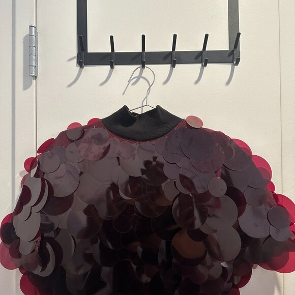 High neck sequined fringe hem maxi dress in merlot - Picture 5 of 6